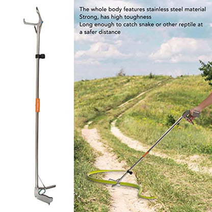 Diydeg Snake Tong Professional Stainless Steel Extra Long Collapsible Reptile Grabber Rattle Snake Catcher Heavy Duty Wide Jaw Handling Tool Snake Grabber Tool with Lock for Outdoor