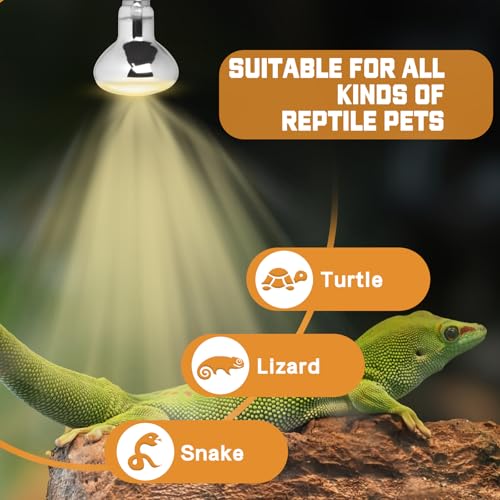 LUCKY HERP Heat Lamp Bulbs, UVA Intense Basking Spot Light Reptile Heat Lamp(Clear) 100W, Simulated Natural Sunlight Heat Lamp Bulbs for Reptile, Bearded Dragon, Amphibian, Turtle, Snake, Lizard - color: Clear Reptile Heat Lamp, size: 100W 1-Pack