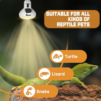 LUCKY HERP Heat Lamp Bulbs, UVA Intense Basking Spot Light Reptile Heat Lamp(Clear) 100W, Simulated Natural Sunlight Heat Lamp Bulbs for Reptile, Bearded Dragon, Amphibian, Turtle, Snake, Lizard - color: Clear Reptile Heat Lamp, size: 100W 1-Pack