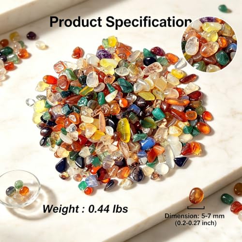 Rocks for Plants Indoor,Aquarium Gravel(Agate) | 0.44lb Agate Aquarium Gravel Rocks ,Crystal Chips Stone Crushed Quartz for Crafts, Vases Filler, Succulent Plants - color: Agate
