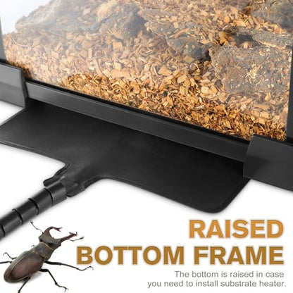 12"x8"x8" Reptile Terrarium, Escape-Proof Glass Terrestrial Vivarium for Hatchling Snakes Such as Corn Snakes, with Escape-Proof Lock & Feeding Hatch - size: 12"D x 8"W x 8"H