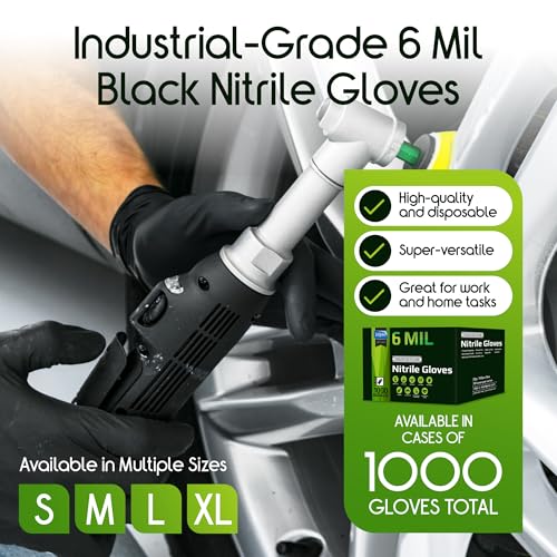 Inspire 6 or 8 Mil HEAVY DUTY Stretch Nitrile Black Gloves Disposable Latex Free - color: Black 6 Mil, size: X-Large