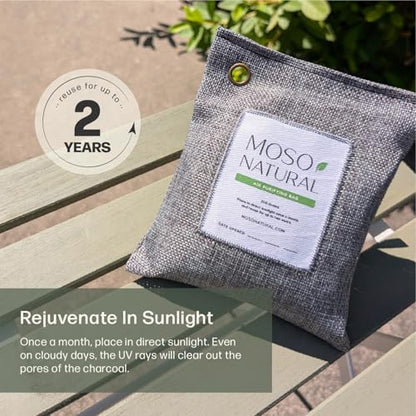 Moso Natural Air Purifying Bag 200g (3 Pack) HGTV Editor's Pick | Premium Bamboo Charcoal Odor Absorber for Home & Car | Closet Odor Eliminator & Car Air Freshener | Long Lasting Charcoal Bags - style: 200g (3 Pack)