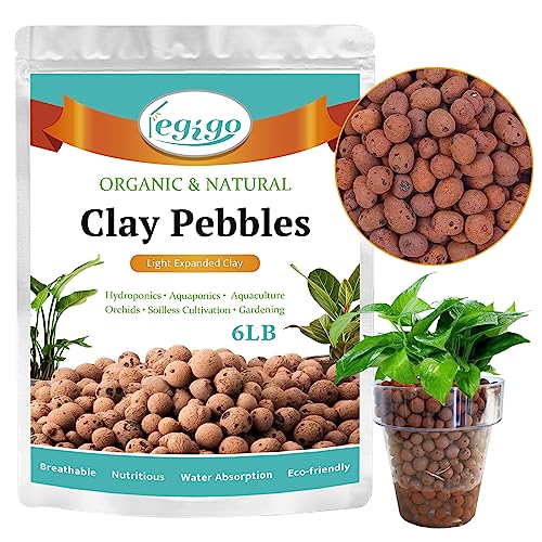6LB Leca Clay Pebbles for Plants, 4mm-16mm Clay Balls for Hydroponic | Drainage, Reusable, Aeration, Moisture Retention, Lightweight, Natural Leca for Orchids, Succulents, Terrariums, Aquaponics - size: 6LB