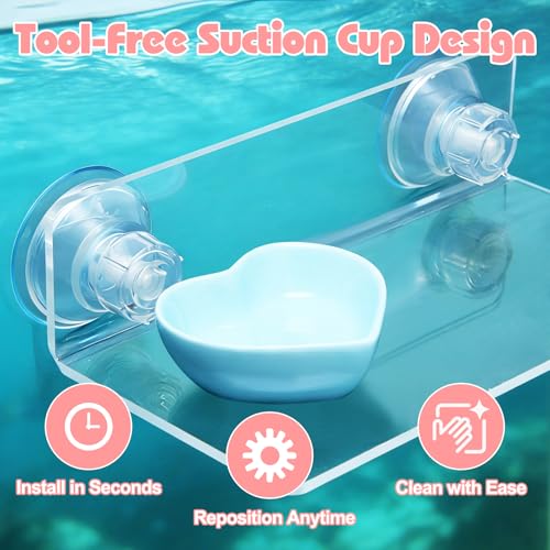 Axolotl Hammock Ledge with Feeding Dish, Aquarium Hideout for Axolotl Tank | Axolotls Tank Accessories,Bearded Dragon Tank Accessories