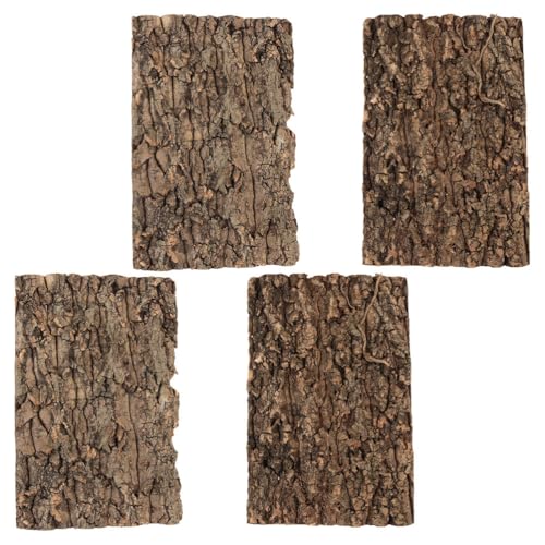 SHINEOFI Reptile Terrarium Bark Decor 4 Pack Natural Tree Bark Background for Reptile Tank Gecko Tank Decor Accessories 11.81 X 7.87 X 0.78 in Cuttable Habitat