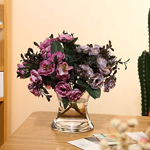 WGV Unique Bouquet Vase, 5.5" W, 6" H, Clear Short Hurricane Concaved Neiman Glass Floral Container, Home Wedding Event Decor, 1 Piece (VHV0606) - size: Concaved 6"H
