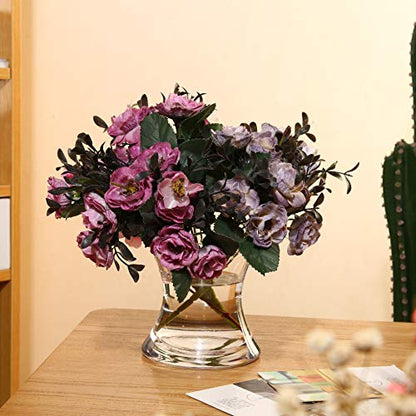 WGV Unique Bouquet Vase, 5.5" W, 6" H, Clear Short Hurricane Concaved Neiman Glass Floral Container, Home Wedding Event Decor, 1 Piece (VHV0606) - size: Concaved 6"H