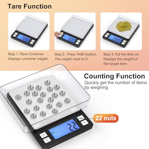 BOMATA 0.01g Small Digital Gram Scale, Upgraded 1kg Jewelry Scale | USB Rechargeable, Larger Display, Hold Function, High Precision, Grams and Ounces for Herb, Coin, Powder,Yeast, Kitchen Black - size: 0.01g/1kg Black