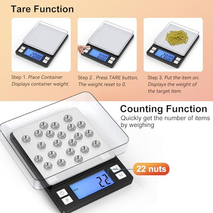 BOMATA 0.01g Small Digital Gram Scale, Upgraded 1kg Jewelry Scale | USB Rechargeable, Larger Display, Hold Function, High Precision, Grams and Ounces for Herb, Coin, Powder,Yeast, Kitchen Black - size: 0.01g/1kg Black