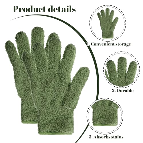 Microfiber Gloves, Dusting Gloves Microfiber Glove for Plants Mittens for houseplants Leaf Plant Care(Dark Green)