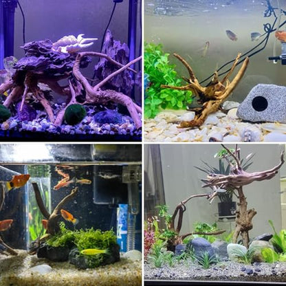 kathson 4Pcs Aquarium Driftwood, 4"-7" Small Natural Wood Driftwood Tree Fish Tank Decoration Assorted Branches Ornament for Fish, Shrimp, Aquatic Animals Play