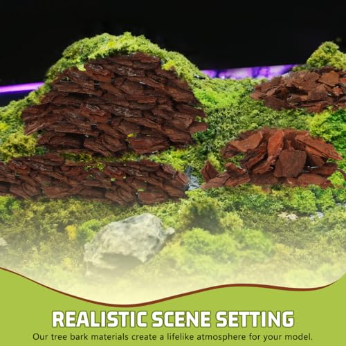 Tree Bark Base Material for DIY Model Scenes Lightweight Natural Miniature Nature Decor 1.96X1.18X0.19In Essential Architecture Model Supplies for Terrariums and Train Sets
