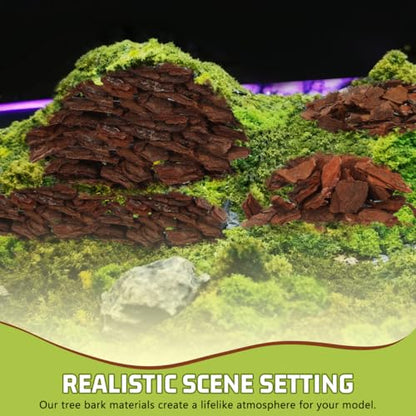 Tree Bark Base Material for DIY Model Scenes Lightweight Natural Miniature Nature Decor 1.96X1.18X0.19In Essential Architecture Model Supplies for Terrariums and Train Sets