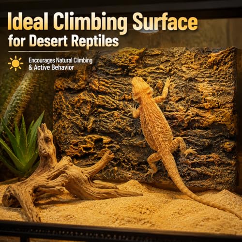 3D Reptile Terrarium Background 17.7x11.8in - PU Foam Rock Wall Backdrop for Bearded Dragon Lizard Gecko Turtle Fish Tank Aquarium Decor