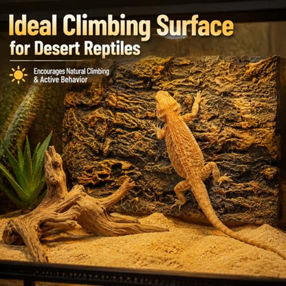3D Reptile Terrarium Background 17.7x11.8in - PU Foam Rock Wall Backdrop for Bearded Dragon Lizard Gecko Turtle Fish Tank Aquarium Decor