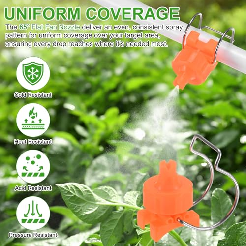 M METERXITY 3-Pack Flat Fan Spray Tips, 3.6mm Pore Plastic Spray Nozzle with Clip Adjustable Atomization Nozzle for 1-1/2" Hose, 0.71 Cubic Meters Per Hour [Orange, 65 Degree] - size: 3.6mm x 1-1/2"