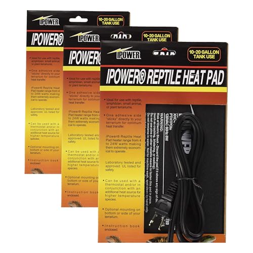 iPower 6 by 8-Inch 8W Reptile Heat Mat, LCD Digital Aquarium Thermometer, Under Tank Warmer Terrarium Heat Pad for Turtles Lizards Frogs and Other Small Animals, Multi Sizes (Pack of 3) - size: 6" x 8" (Pack of 3)
