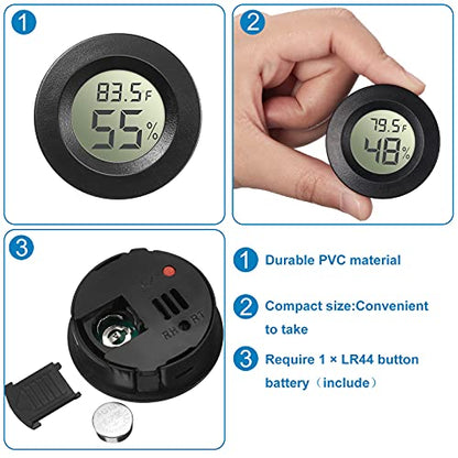 Weewooday 8 Pcs Mini Hygrometer Thermometer Digital LCD Monitor Indoor/Outdoor Room Humidity Meter Temperature Gauge for Greenhouse Garden Reptile Incubator Cellar ℉/℃ (Black,White) - size: Black, White