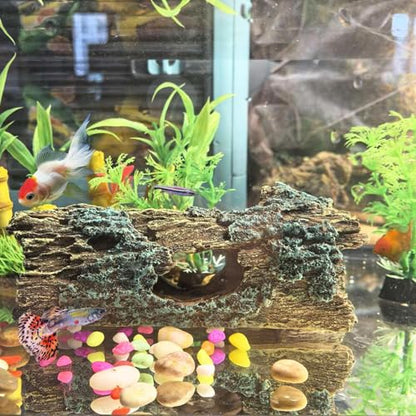 Tfwadmx Reptile Hide Cave Small Resin Aquarium Deoration Cave Hollow Tree Trunk Log Fish Tank Ornament Hideout for Small Reptile Gecko Tarantula Fish Shrimp7.3 * 2.7 * 2.7IN