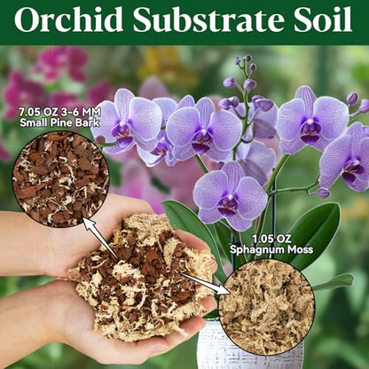 Sukh Orchid Potting Mix - 8.82 Oz Moss Bark Orchid Soil with Sphagnum Moss and Bark for Succulent, Carnivorous Plant, Monstera, Indoor Potting