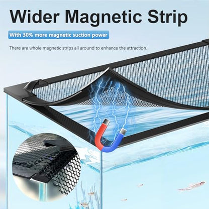 Magnetic Fish Tank Lid, Mesh Aquarium Cover, Fits Tanks Up to 37 x 18 in | Custom Fit Design, Tear-Resistant PET Mesh, Easy Feeding Access, Compatible with Filters and Lights