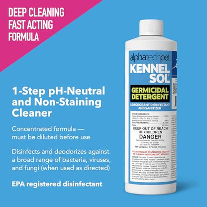 ATP KennelSol Disinfectant & Cleaner for Kennels, 16 fl oz, 1 ct | EPA-Registered, Concentrated Formula, Industrial Germicidal Detergent and Deodorizer for Shelters and Rescue Organizations - size: 16 Fl Oz (Pack of 1)