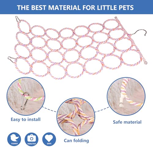 2 Pack Swing Hanging Toys,Bird Climbing Rope Net Ladders Small Medium Pet Activity Toy Suitable for Parakeet,Cockatiel,Cockatoo,Hamster,Rat,Ferret(Random Color) - color: Gold