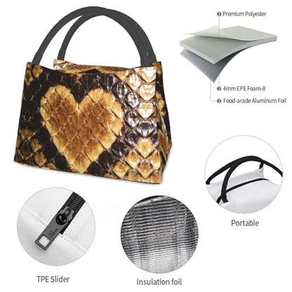 Lunch Bag For Women Men Snake Scales Lunch Tote Bags Insulated Reusable Lunchbox For Work Travel Picnic