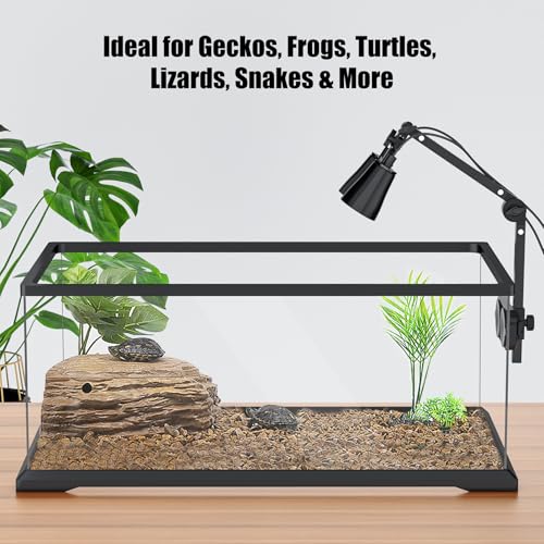 Dual Reptile Lamp Stand with Suction Cups, Adjustable Bracket for Terrariums, Dual‑Head Heat & Basking Lamp Holder with Ceramic Sockets and Separate Switches - size: Vertical Pole Style