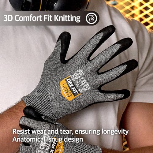 DEX FIT Level A8 Steel Cut Resistant Gloves Cru953, 3D-Comfort Stretchy Fit, Power Grip, Thin, Touch-Screen Compatible, Durable, Machine Washable; Steel Blue XL 1 Pair - color: Steel Blue, size: X-Large