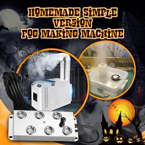 Ultrasonic Mist Maker Fogger 6 Head(5000ml/H),110V 350W Power Water Proof Ultrasonic Mister,Ultrasonic Fogger Humidifier with Float,for Vegetable Preservation,Landscape,Halloween Atmosphere - size: 6 HEAD