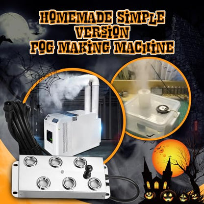 Ultrasonic Mist Maker Fogger 6 Head(5000ml/H),110V 350W Power Water Proof Ultrasonic Mister,Ultrasonic Fogger Humidifier with Float,for Vegetable Preservation,Landscape,Halloween Atmosphere - size: 6 HEAD