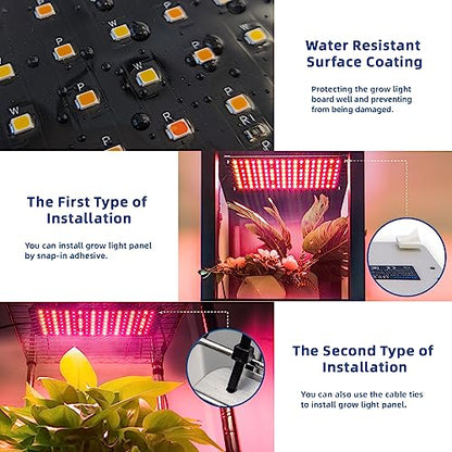 Barrina Grow Lights Panel for Indoor Plants, 4 x 10W Ultra-Thin Plant Light | Full Spectrum, with 3/6/12H Auto On/Off Timer, 8 Dimmable Levels, 3 Spectrum Modes, for Greenhouse, Seedlings, 4 Packs - size: 4 Pack