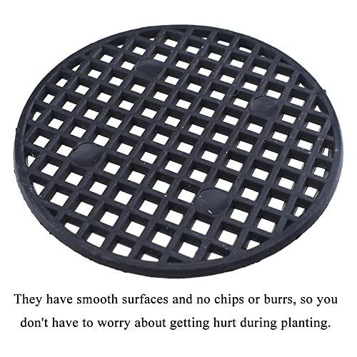 HAHIYO 50PCs 2.2Inch/5.5Cm Black Round PP Plastic Flower Pot Hole Mesh Pad Bottom Grid Mat Bonsai Drainage mesh Hole Screens Gasket Prevent Soil Loss Breathable Gasket Drainage Netting for Bonsai - size: Round-2.2In-50P