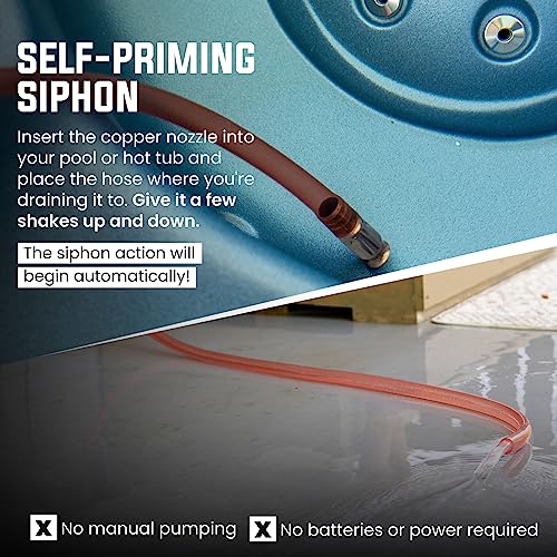 1” x 10’ Self-Priming Shaker Jiggler Siphon Hose, FlowPro Siphon Gas & Fuel Transfer Pump, Gas Can Siphon for Boats, Jet Ski, Pontoon. Water Siphon Pump for Hot Tub Drain and Cold Plunge | 10 GPM - size: 1” x 10 Foot