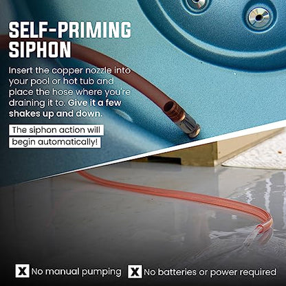 1” x 10’ Self-Priming Shaker Jiggler Siphon Hose, FlowPro Siphon Gas & Fuel Transfer Pump, Gas Can Siphon for Boats, Jet Ski, Pontoon. Water Siphon Pump for Hot Tub Drain and Cold Plunge | 10 GPM - size: 1” x 10 Foot