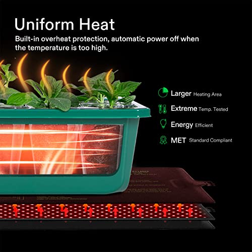 VIVOSUN 10" x 20.75" Durable Waterproof Seedling Heat Mat | UL & MET-Certified Warm Hydroponic Heating Pad for Germination, Indoor Gardening, Greenhouse - size: 10"x20.75"