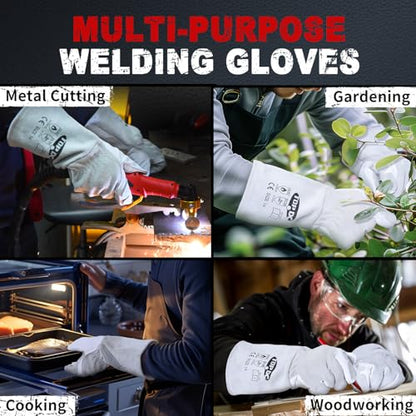 TOPDC Goatskin TIG Welding Gloves 14 Inch Large, Split Cowhide Back | Goatskin Leather with Split Cowhide Back and Reinforced Palm, Thumb, and Index Finger Supports TIG Welding Control - color: 14 Inch Goat Grain-large