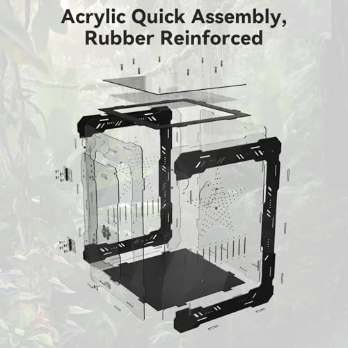 10"x10"x14" Acrylic Reptile Enclosure for Crested Gecko | 6 Gallon Front Opening, Escape-Proof, Easy Assembly, Large Space, Lizard, Leopard Gecko, Snake, Frog, Small Invertebrates