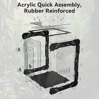 10"x10"x14" Acrylic Reptile Enclosure for Crested Gecko | 6 Gallon Front Opening, Escape-Proof, Easy Assembly, Large Space, Lizard, Leopard Gecko, Snake, Frog, Small Invertebrates