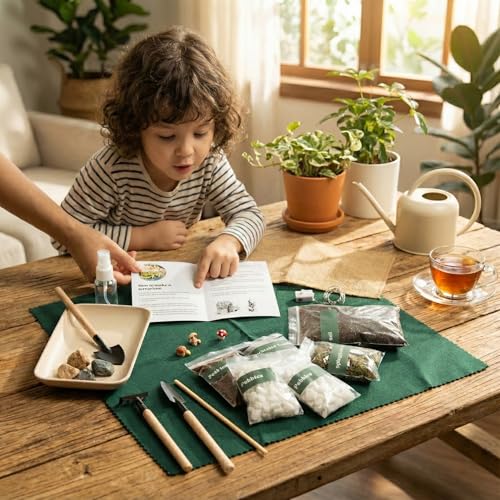 DIY Terrarium Kit with 13 Items Soil Pebbles Sphagnum Moss Activated Carbon Burlap Peat Moss Terrarium Tools Indoor Garden Make Your Own Terrarium - style: Terrarium Kit
