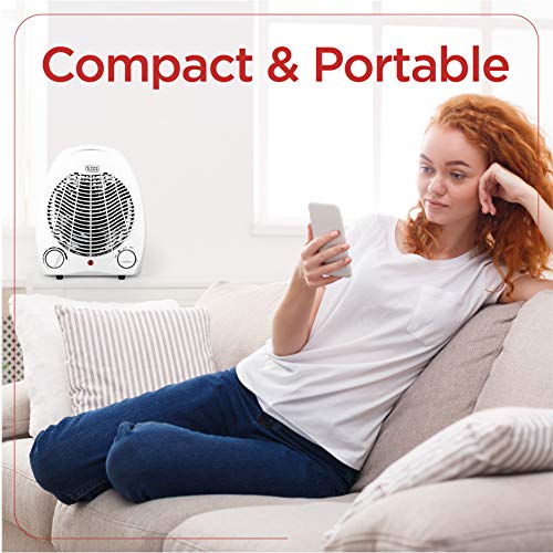 BLACK+DECKER Personal Desktop Heater, 1500 Watts, BHD101W, White | Space Heater for Office Desk, Home Office & Personal Use Desk, 2 Heat & Fan Only Settings, Adjustable Thermosta