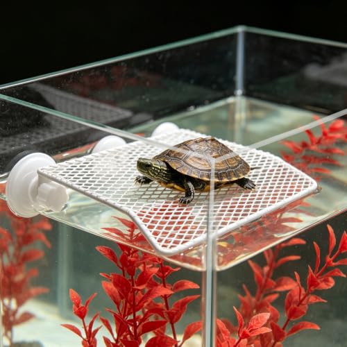BESPORTBLE Heavy Duty Metal Turtle Climbing Platform Suction Cups for Aquatic Turtles and Reptiles Multipurpose Basking and Resting Ledge Easy Cleaning Design Size 9.25x7.99x2.56in