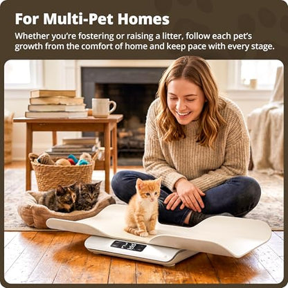 Greater Goods Wiggle-Proof Digital Pet Scale for Cats, Dogs & Small Animals | Weighs Puppies, Kittens & Senior Pets up to 44 lb, Removable Tray, Tare Function, Measures in lb, oz & kg for Growth Tracking