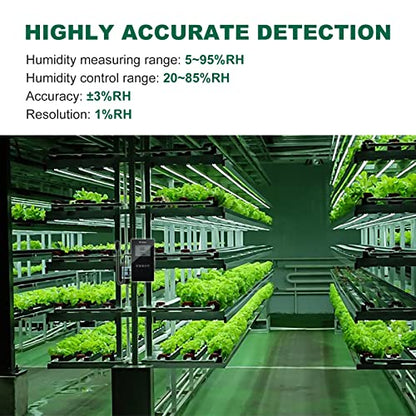 Humidity Controller, briidea Pre-Wired Humidistat Humidifier Dehumidifier with LCD Display High Accuracy Humidity Sensor, Ideal for Greenhouse Mushroom Grow Tent (MK-041)