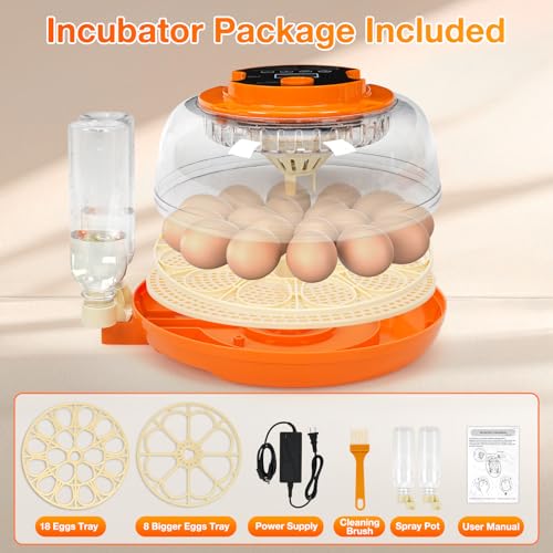 Egg Incubators for Hatching Eggs, 18 Egg Incubator with Automatic Egg Turning and Humidity Control Incubator for Chicken Duck Quail Home Lab - size: O-18H