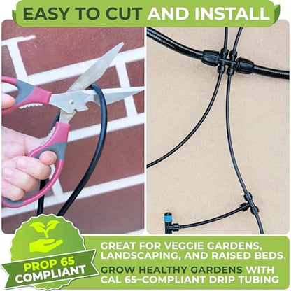 1/4" Irrigation Tubing for Quick Connect Drip Irrigation 100 feet | Mainline Tubing for Drip Irrigation System Kit or Blank Distribution Hose for Any Gardening Project, Black