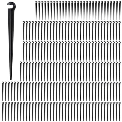 RedChili 210 Pack Irrigation Support Stakes for 1/4 Inch Drip Tubing, 1/4" Drip Tubing Hold Plastic Stakes Quarter Inch Drip Line Holder Fittings for Lawn Raised Bed Greenhouse Plant Watering System - size: 1/4" Stake-210P