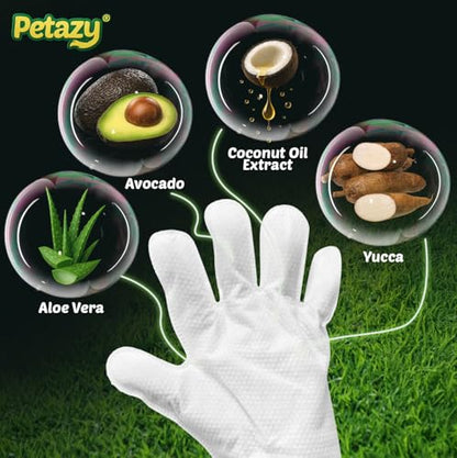 Pet Glove Wipes for Dogs & Cats – Hypoallergenic Thick Cleaning Gloves with Aloe & Coconut Oil for Paws, Face, Ears & Butt, Instant No Rinse Grooming Wipes to Deodorize and Hydrate, 25 Pack - color: 25 Glove Wipes